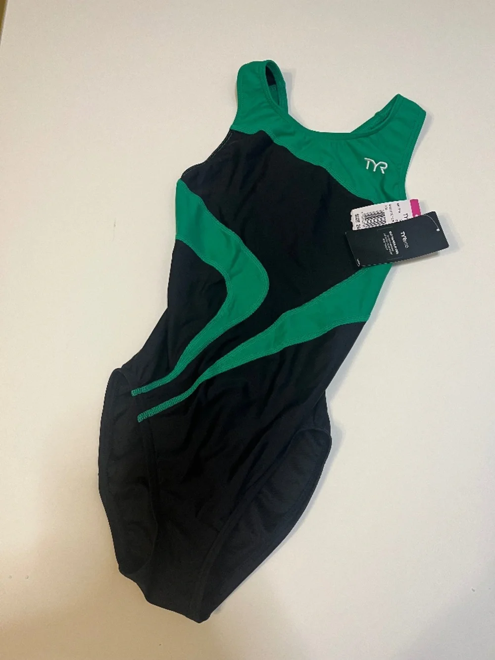 TYR Sport Girl's Alliance T-Splice Maxfit Team Swimsuit - Black/Green 26